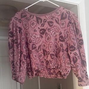 Free People Mauve Floral Blouse with one back size m